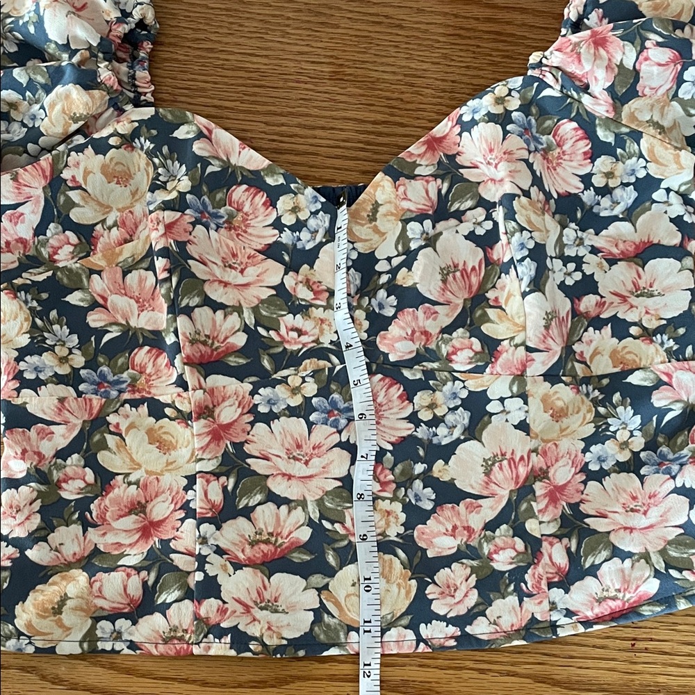 Abercrombie & Fitch Floral Puff Sleeve Blouse - Pink and Blue - Picture 4 of 5